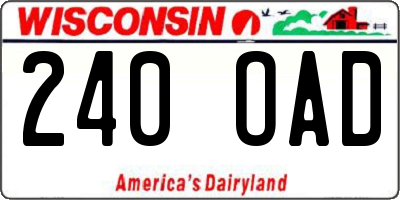 WI license plate 240OAD