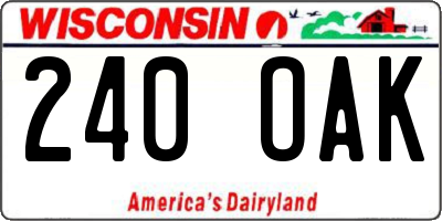 WI license plate 240OAK