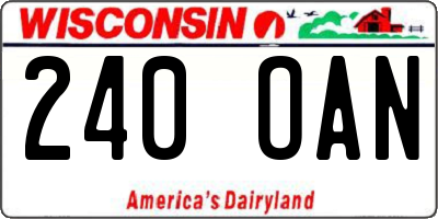 WI license plate 240OAN