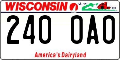 WI license plate 240OAO