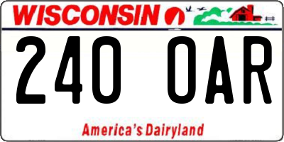 WI license plate 240OAR