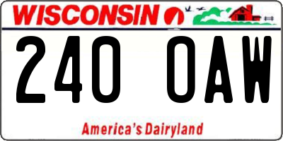 WI license plate 240OAW
