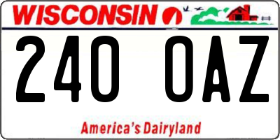 WI license plate 240OAZ
