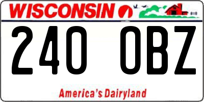 WI license plate 240OBZ
