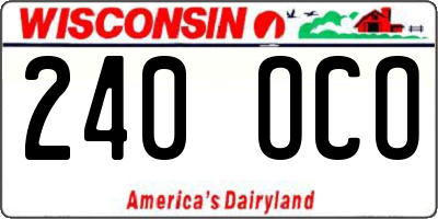 WI license plate 240OCO