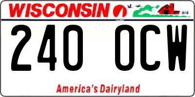 WI license plate 240OCW