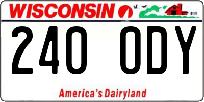 WI license plate 240ODY