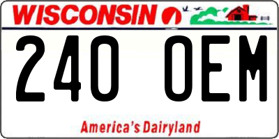 WI license plate 240OEM