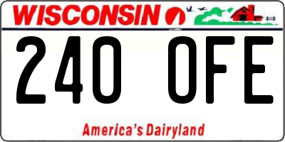 WI license plate 240OFE