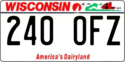 WI license plate 240OFZ
