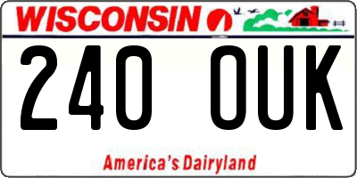 WI license plate 240OUK
