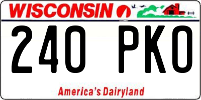 WI license plate 240PKO