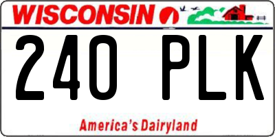 WI license plate 240PLK