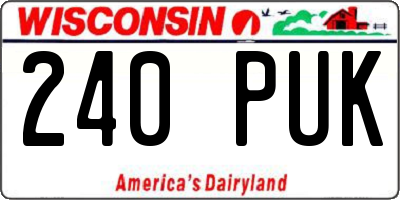 WI license plate 240PUK