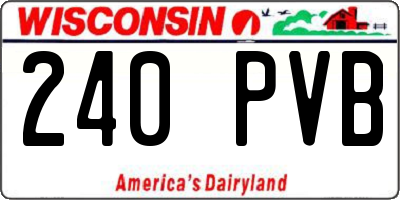 WI license plate 240PVB
