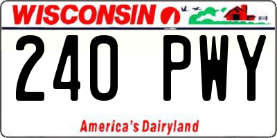 WI license plate 240PWY