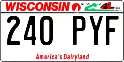 WI license plate 240PYF
