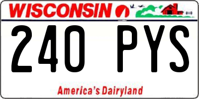 WI license plate 240PYS