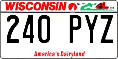WI license plate 240PYZ