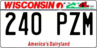 WI license plate 240PZM