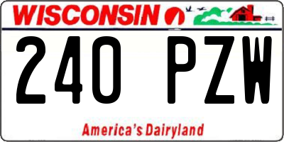 WI license plate 240PZW