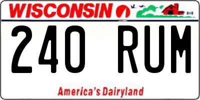 WI license plate 240RUM