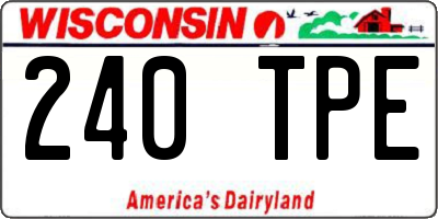 WI license plate 240TPE