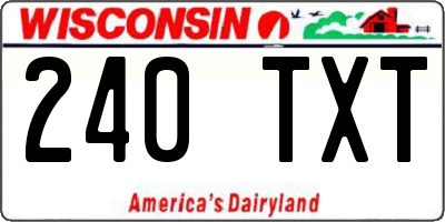WI license plate 240TXT