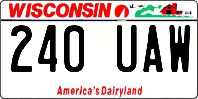 WI license plate 240UAW