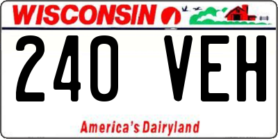 WI license plate 240VEH