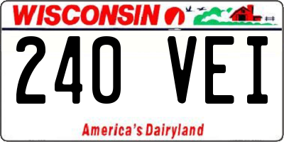 WI license plate 240VEI