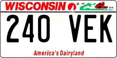 WI license plate 240VEK