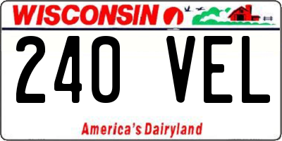 WI license plate 240VEL