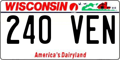 WI license plate 240VEN