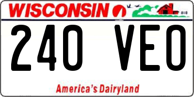 WI license plate 240VEO
