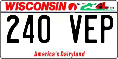 WI license plate 240VEP