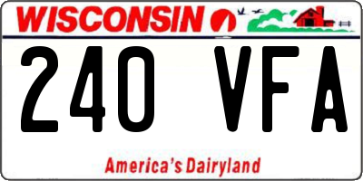 WI license plate 240VFA