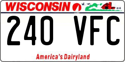 WI license plate 240VFC