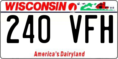 WI license plate 240VFH
