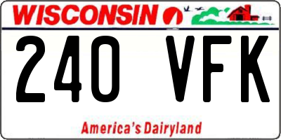 WI license plate 240VFK