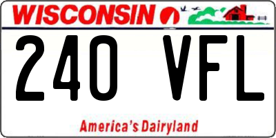 WI license plate 240VFL