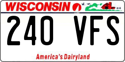 WI license plate 240VFS