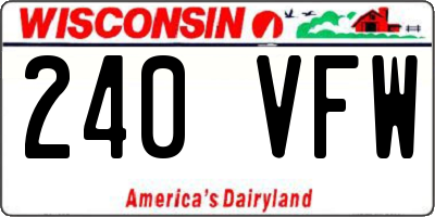 WI license plate 240VFW