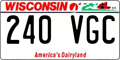 WI license plate 240VGC