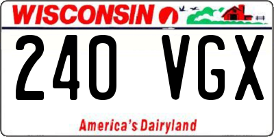WI license plate 240VGX