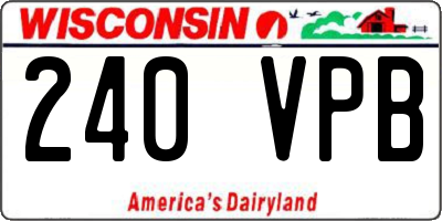 WI license plate 240VPB