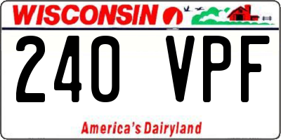 WI license plate 240VPF