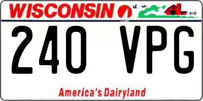 WI license plate 240VPG