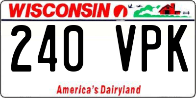 WI license plate 240VPK