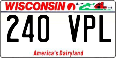 WI license plate 240VPL